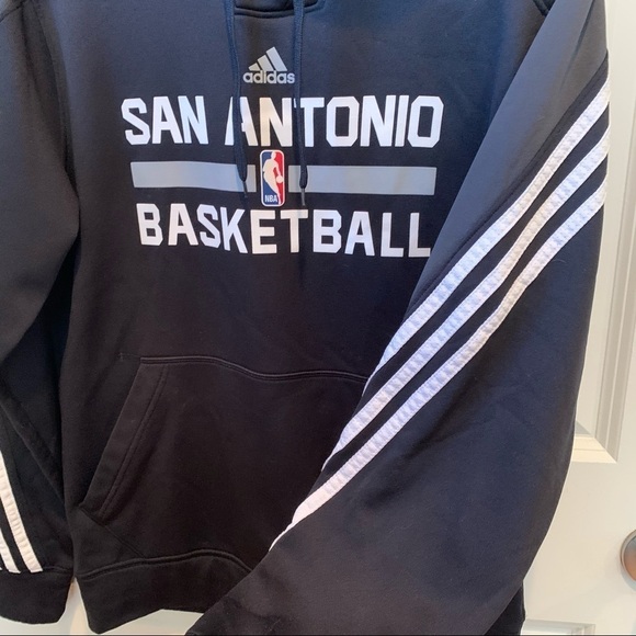 Adidas || San Antonio NBA Basketball Black Hoodie Sweatshirt M - Picture 10 of 13